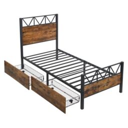 Matteo Metal Bed, 3FT Single Bed With 2 Drawerss, Durable & Sturdy in Black - Size: Double - thumbnail 6