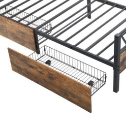Matteo Metal Bed, 3FT Single Bed With 2 Drawerss, Durable & Sturdy in Black - Size: Double - thumbnail 8