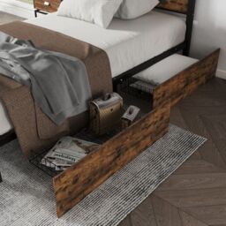 Matteo Metal Bed, 3FT Single Bed With 2 Drawerss, Durable & Sturdy in Black - Size: Double - thumbnail 7