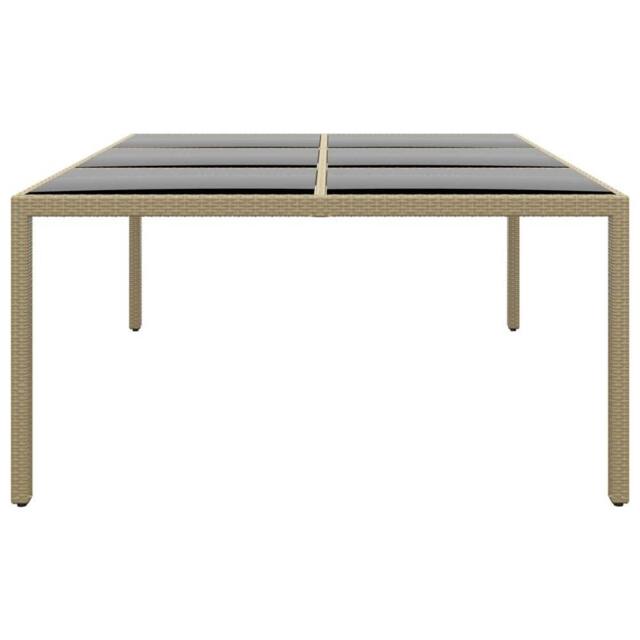 Berkfield Home Garden Table 200x150x75 cm Tempered Glass & Poly Rattan Beige - Size: 200 x 150 x 75 cm - image 1