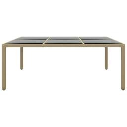 Berkfield Home Garden Table 200x150x75 cm Tempered Glass & Poly Rattan Beige - Size: 200 x 150 x 75 cm - thumbnail 3