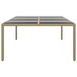 Berkfield Home Garden Table 200x150x75 cm Tempered Glass & Poly Rattan Beige - Size: 200 x 150 x 75 cm - thumbnail 1