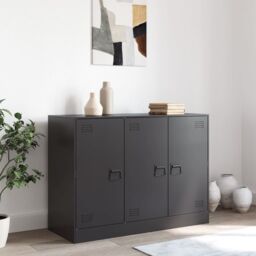 Berkfield Home Sideboard Black 99x39x73 cm Steel - Size: 99 x 39 x 73 cm - thumbnail 3