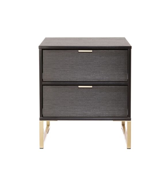 Ready Assembled 2 U Tamworth 2 Drawer Bedside Cabinet (Ready Assembled) in Black