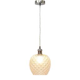 First Choice Lighting Set of 2 Baine - Clear Textured Glass Chrome Retro Pendant Fittings - thumbnail 3