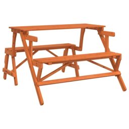 Berkfield Home Picnic Table with Benches Solid Wood Fir 2-in-1 Convertible in Brown - thumbnail 2