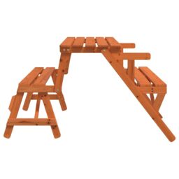 Berkfield Home Picnic Table with Benches Solid Wood Fir 2-in-1 Convertible in Brown - thumbnail 5