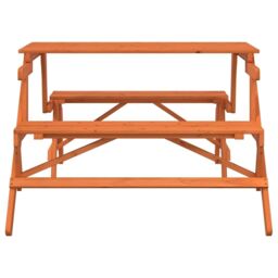 Berkfield Home Picnic Table with Benches Solid Wood Fir 2-in-1 Convertible in Brown - thumbnail 4