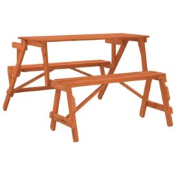 Berkfield Home Picnic Table with Benches Solid Wood Fir 2-in-1 Convertible in Brown - thumbnail 6