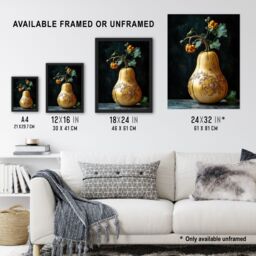 Artery8 Elegant Butternut Squash Filigree Vine Detail Framed Art Print in Orange - Size: A4 - thumbnail 3