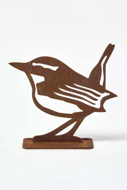 Homescapes Steel Eurasian Wren Fence Topper in Brown - image 1