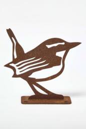 Homescapes Steel Eurasian Wren Fence Topper in Brown - thumbnail 2