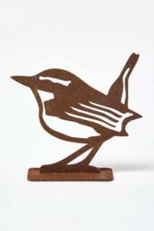 Homescapes Steel Eurasian Wren Fence Topper in Brown