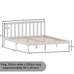 HD Designs Milan King Size Wooden Bed Frame Low Foot 820 x 1595 x 2050 mm in White - thumbnail 3