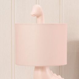 ValueLights Kids Pink Dinosaur Bedside Table Lamp with Drum Fabric Shade - thumbnail 3
