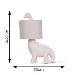 ValueLights Kids Pink Dinosaur Bedside Table Lamp with Drum Fabric Shade - thumbnail 5