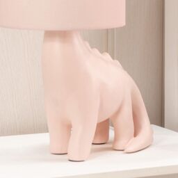 ValueLights Kids Pink Dinosaur Bedside Table Lamp with Drum Fabric Shade - thumbnail 4
