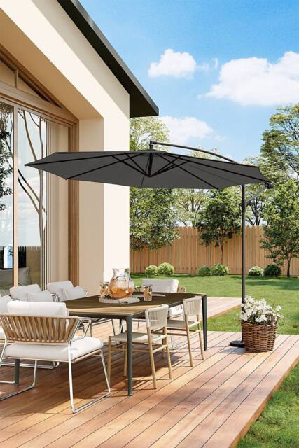 Living and Home 3m Waterproof Outdoor Banana Cantilever Garden Parasol(Base is not included) in Black - image 1
