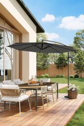 Living and Home 3m Waterproof Outdoor Banana Cantilever Garden Parasol（Base is not included） in Black - thumbnail 1
