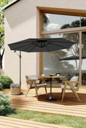 Living and Home 3m Waterproof Outdoor Banana Cantilever Garden Parasol（Base is not included） in Black - thumbnail 2