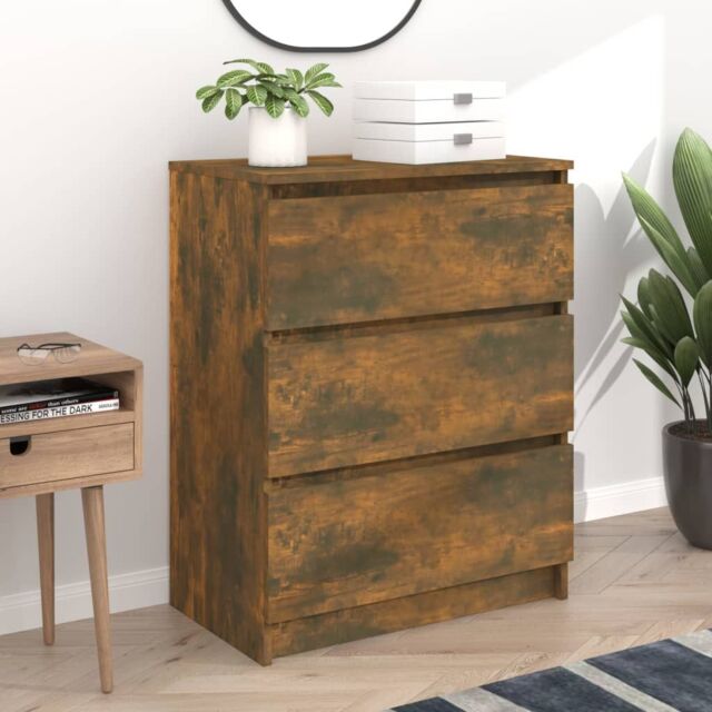 Berkfield Home Sideboard Smoked Oak 60x35x76 cm Engineered Wood in Brown - Size: 60 x 35 x 76 cm - image 1