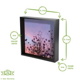"Nicola Spring 3D Deep Box Photo Frame - 12 x 12"" - Pack of 1 in Black" - thumbnail 4