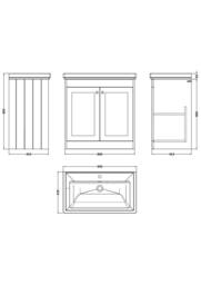 Balterley 800mm Floor Standing 2 Door Unit with Classic Basin 1 Tap Hole - Green - thumbnail 5