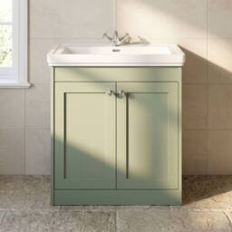 Balterley 800mm Floor Standing 2 Door Unit with Classic Basin 1 Tap Hole - Green - thumbnail 6