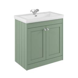 Balterley 800mm Floor Standing 2 Door Unit with Classic Basin 1 Tap Hole - Green