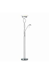 Netlighting Monaco Mother & Child Floor Lamp Satin Chrome Opal Glass G9 in Grey