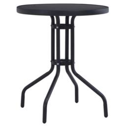Berkfield Home Garden Table Black 80 cm Steel & Glass - thumbnail 2