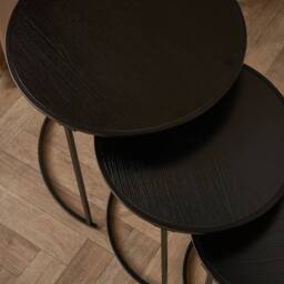 OHS Manhattan Round Nesting Side Coffee Table with Metal Frame in Black - thumbnail 2