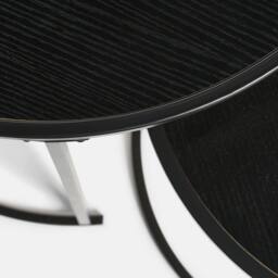 OHS Manhattan Round Nesting Side Coffee Table with Metal Frame in Black - thumbnail 5