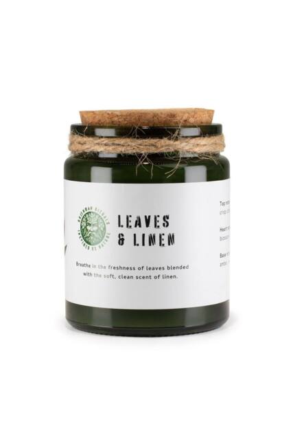 KDMD Greenman Leaves & Linen Soy Woodwick Candle 26 Hour in Green - image 1