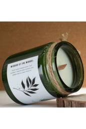 KDMD Greenman Leaves & Linen Soy Woodwick Candle 26 Hour in Green - thumbnail 4