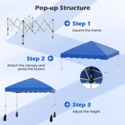 Costway 300 x 300 cm Pop up Canopy Tent Portable Foldable Patio Shelter in Blue - thumbnail 7