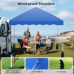 Costway 300 x 300 cm Pop up Canopy Tent Portable Foldable Patio Shelter in Blue - thumbnail 4