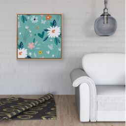 "Warren Reed - Designer Garden Summer Flowers Framed Canvas in Light Brown - Size: W30"" x H30""" - thumbnail 2