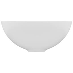 Berkfield Home Luxury Bathroom Basin Round Matt White 32.5x14 cm Ceramic - thumbnail 4