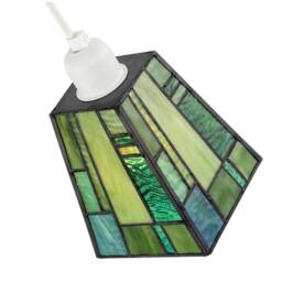 Happy Homewares Art Deco Tiffany Glass Pendant Shade with Emerald & Green Panels - thumbnail 3