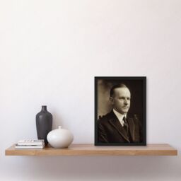 Artery8 US President Calvin Coolidge Portrait Photo Artwork Framed Wall Art Print A4 in Black - thumbnail 2