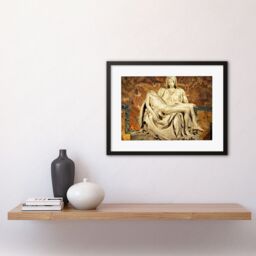 Artery8 Michelangelo Pieta 1499 Renaissance Marble Sculpture of Mary Holding Jesus's Dead Body Framed Wall Art Print Picture 12X16 inch - thumbnail 2
