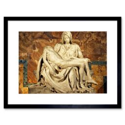 Artery8 Michelangelo Pieta 1499 Renaissance Marble Sculpture of Mary Holding Jesus's Dead Body Framed Wall Art Print Picture 12X16 inch - thumbnail 1