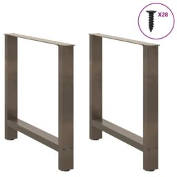 Berkfield Home Coffee Table Legs Natural Steel 2 pcs 70x(72-73) cm Steel in Grey - thumbnail 1