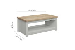 Birlea Coffee Table Highgate Rectangular Farmhouse Shabby Chic in Grey - thumbnail 6