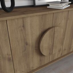 Decortie 4 Doors Sideboard 'Gora' 4 Metal Legs, Chipboard Handle Storage Unit 180cm in Dark Brown - Size: 3 Pack - thumbnail 3