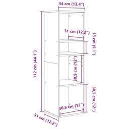 Berkfield Home Book Cabinet Concrete Grey 34x31x112 cm Engineered Wood - Size: 34 x 31 x 112 cm - thumbnail 9