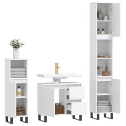 Berkfield Home 3 Piece Bathroom Furniture Set White Engineered Wood - thumbnail 4