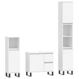 Berkfield Home 3 Piece Bathroom Furniture Set White Engineered Wood - thumbnail 2