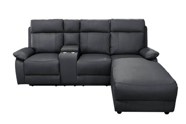 DS Living Sorento Recline Left Hand Corner Leather 3 Seater Sofa in Black - image 1